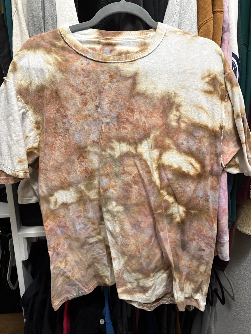 Tie-Dye Short Sleeve Tee in Brown and Cream